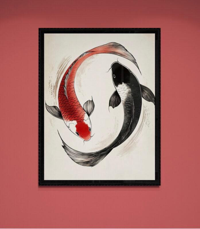 Minimalist Koi Fish Yin-Yang Art