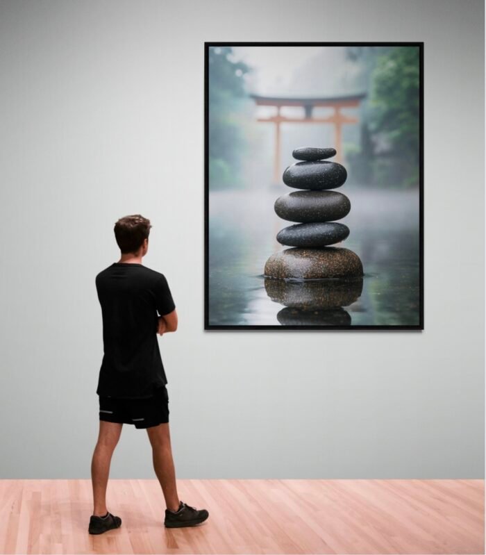Stacked Zen Stones – Minimalist Wabi-Sabi Art for Balance & Harmony