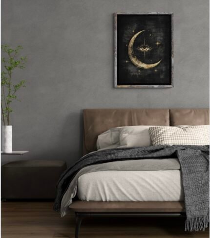 Spiritual Eye & Crescent Moon Art – Vision, Awakening & Intuition