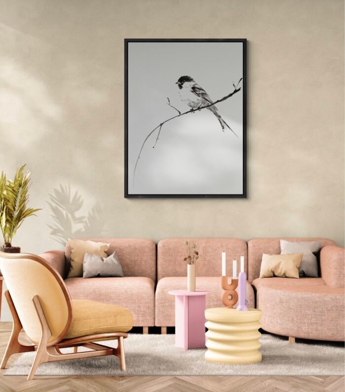 A Single Sparrow on a Branch – Minimalist Japanese Zen Art for Mindful Living