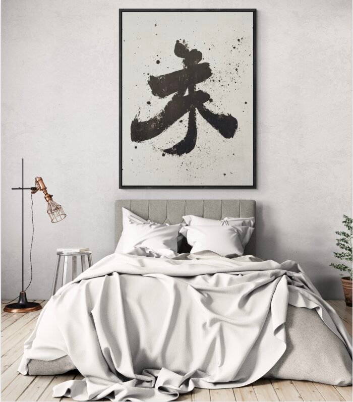 Minimalist Japanese Calligraphy Art – ‘Peace’ (平和) or ‘Flow’ (流れ)