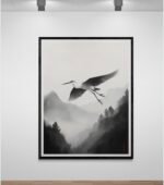 Wabi-Sabi Sumi-e Heron Painting – Zen Minimalism & the Beauty of Mu