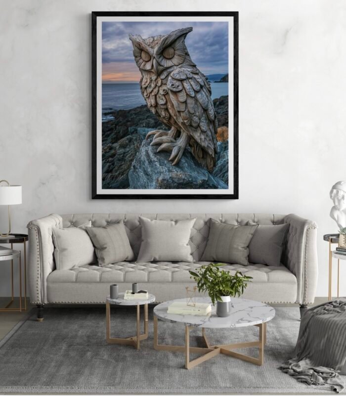 Wabi-Sabi Driftwood Owl – Nature’s Wisdom in Erosion & Imperfection