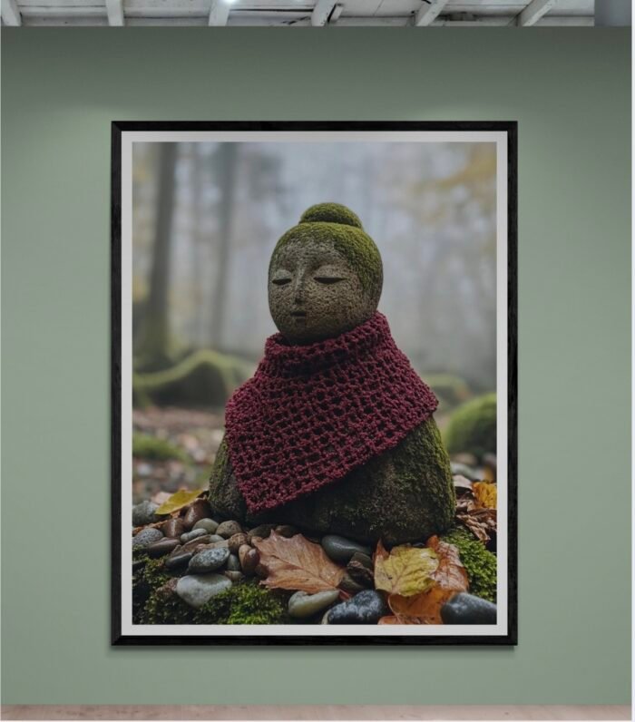 Wabi-Sabi Jizo Statue – Moss-Covered Guardian of Serenity & Impermanence