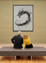 Japanese Dragon in Flowing Ink – Minimalist Sumi-e Art