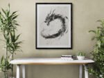 Japanese Dragon in Flowing Ink – Minimalist Sumi-e Art